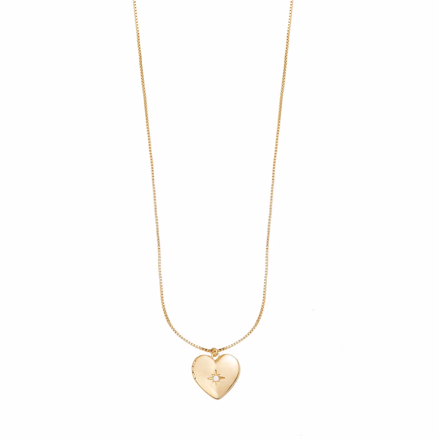 Wanderlust + Co - Heart Gold Locket Necklace