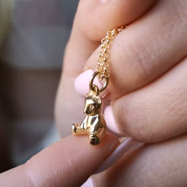 Lily Charmed - Teddy Bear  Gold Necklace