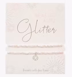 Crystals HCA Jewellery -  2pk Glitter Bracelet - Mandala of Love - Pink