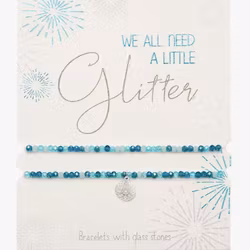 Crystals HCA Jewellery -  2pk Glitter Bracelet - Mandala of Luck - Blue