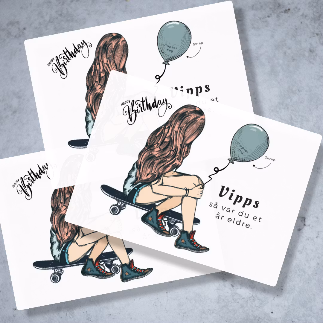 3pk Vipps Skrapekort - Skatergirl
