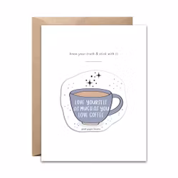 Pixel Paper Heart Sticker Card - Coffee