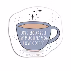Pixel Paper Heart Sticker Card - Coffee