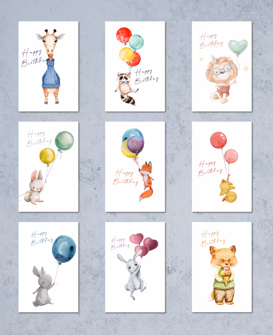 9pk Happy Birthday Minikort
