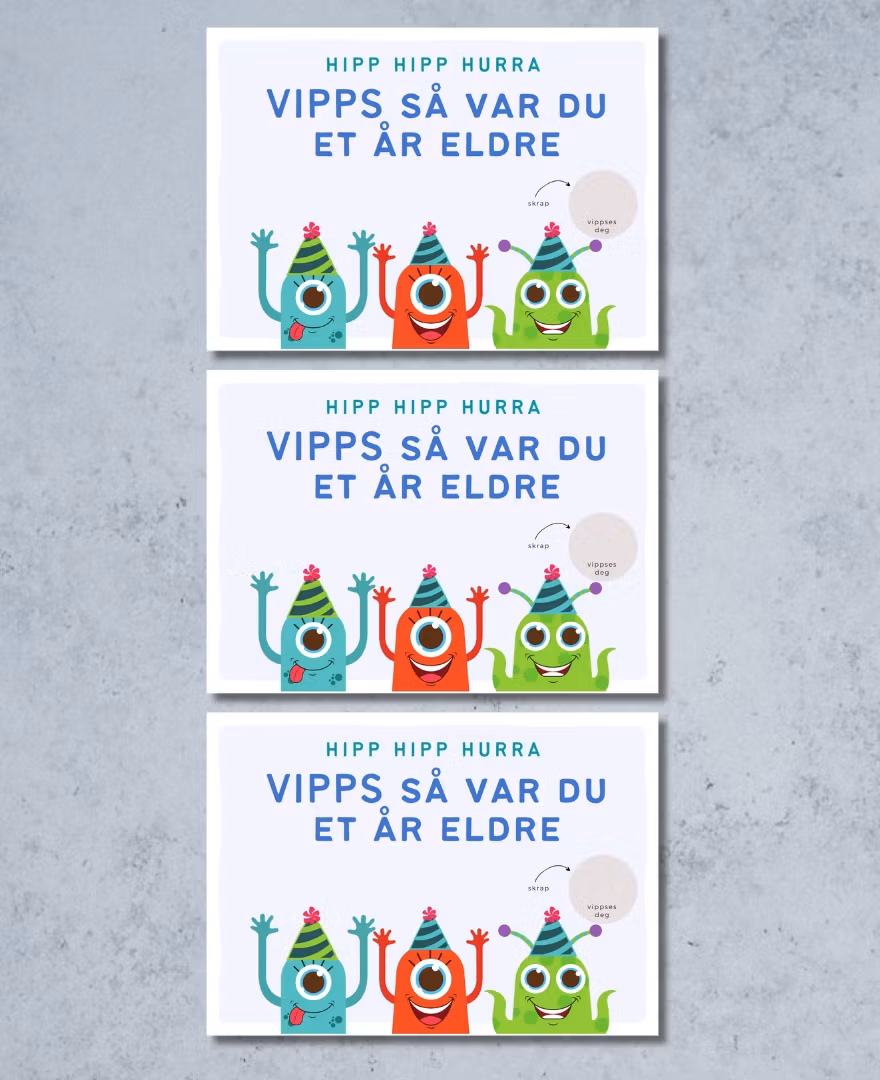 3pk Vipps Skrapekort - Monster