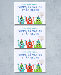 3pk Vipps Skrapekort - Monster