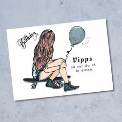 Vipps Bursdagskort - Skater Girl