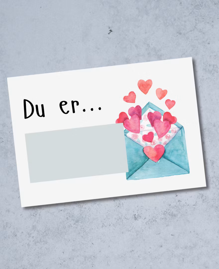 9pk "Du er....." Skrapekort