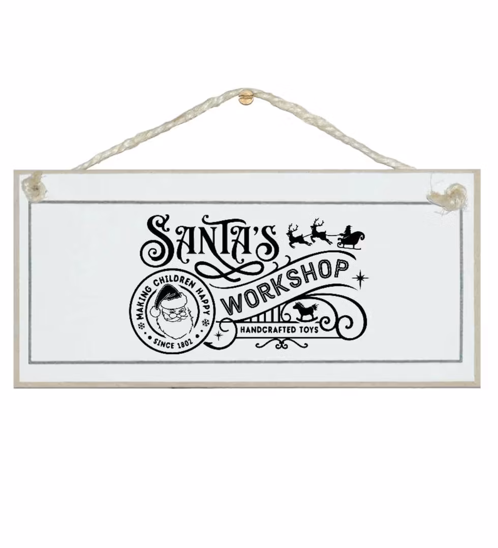 Crafty Clara Wooden Sign - "Santa's Workshop"