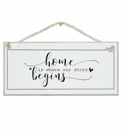 Crafty Clara Wooden Sign - "Home is where our story begins"