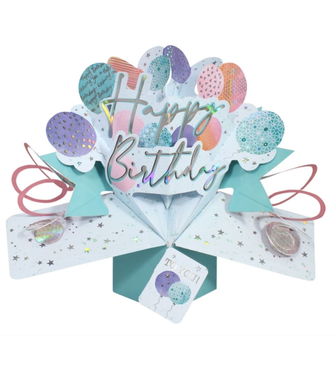 Second Nature  Pop-up Card - Birthday Balloons Pastel