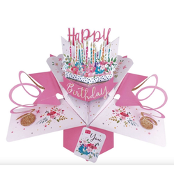 Second Nature  Pop-up Card - Pink Birthday Cake
