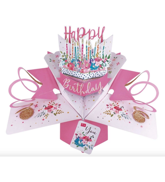 Second Nature  Pop-up Card - Pink Birthday Cake