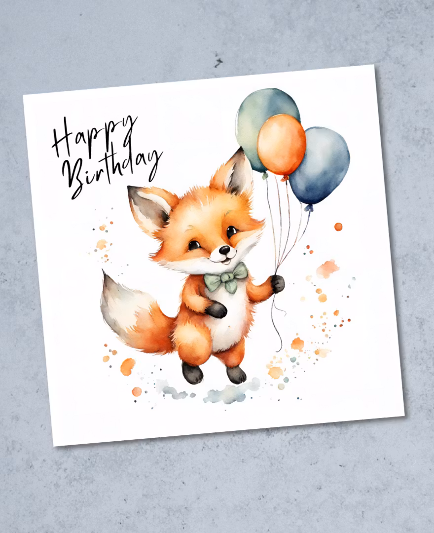 6pk Birthday Cards - Animals