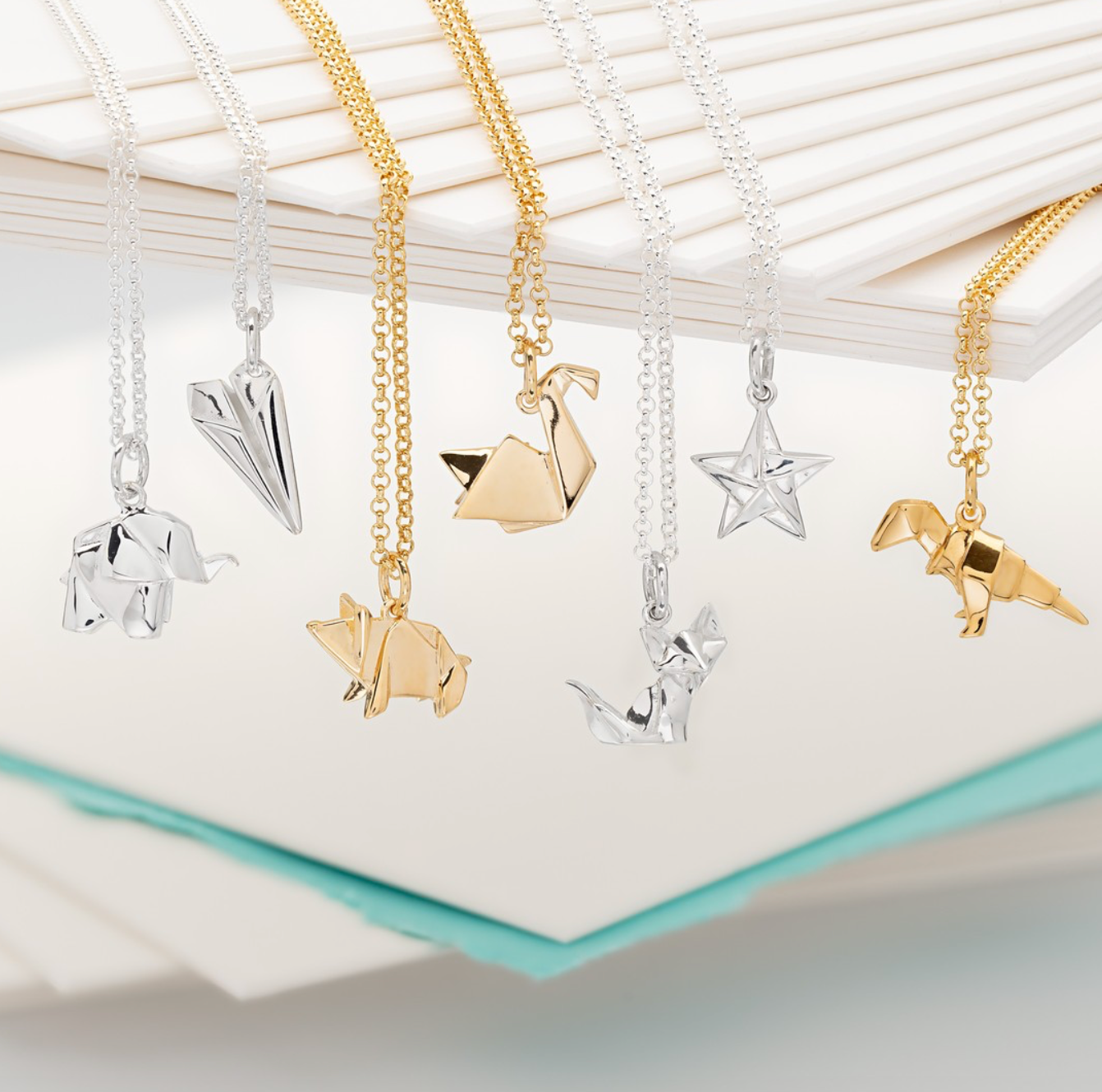 Lily Charmed - Origami Swan  Gold Necklace