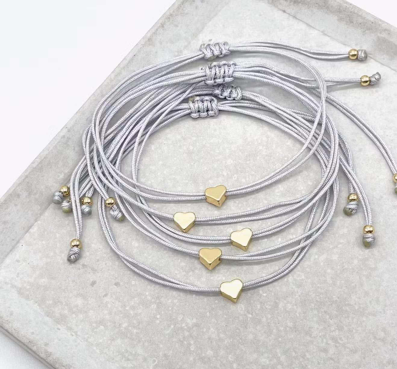 Parsley & Pepper - Friendship Bracelet - Gold Heart Grå