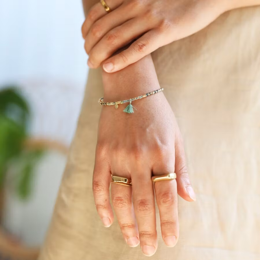 Lisa Angel - Green Stone Beaded  Bracelet