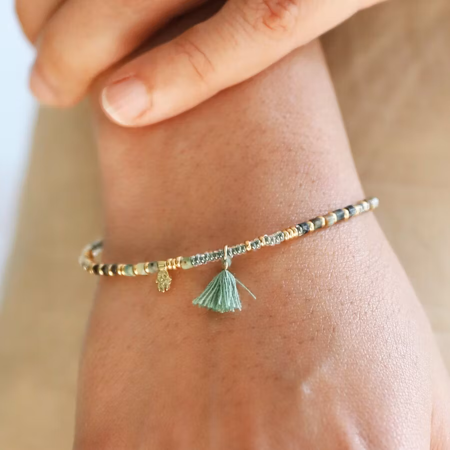 Lisa Angel - Green Stone Beaded  Bracelet