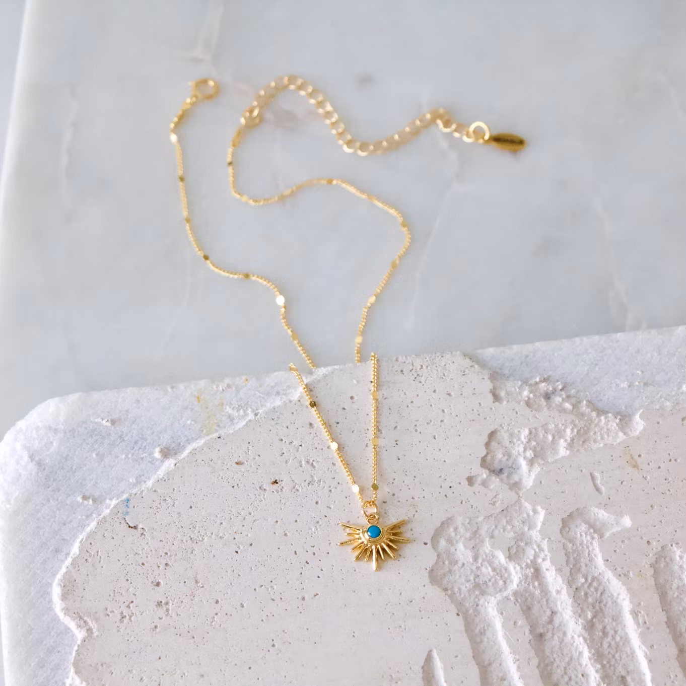 Mesa Blue - Turquoise Starburst  Gold Necklace