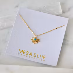 Mesa Blue - Turquoise Starburst  Gold Necklace