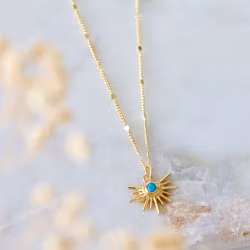 Mesa Blue - Turquoise Starburst  Gold Necklace