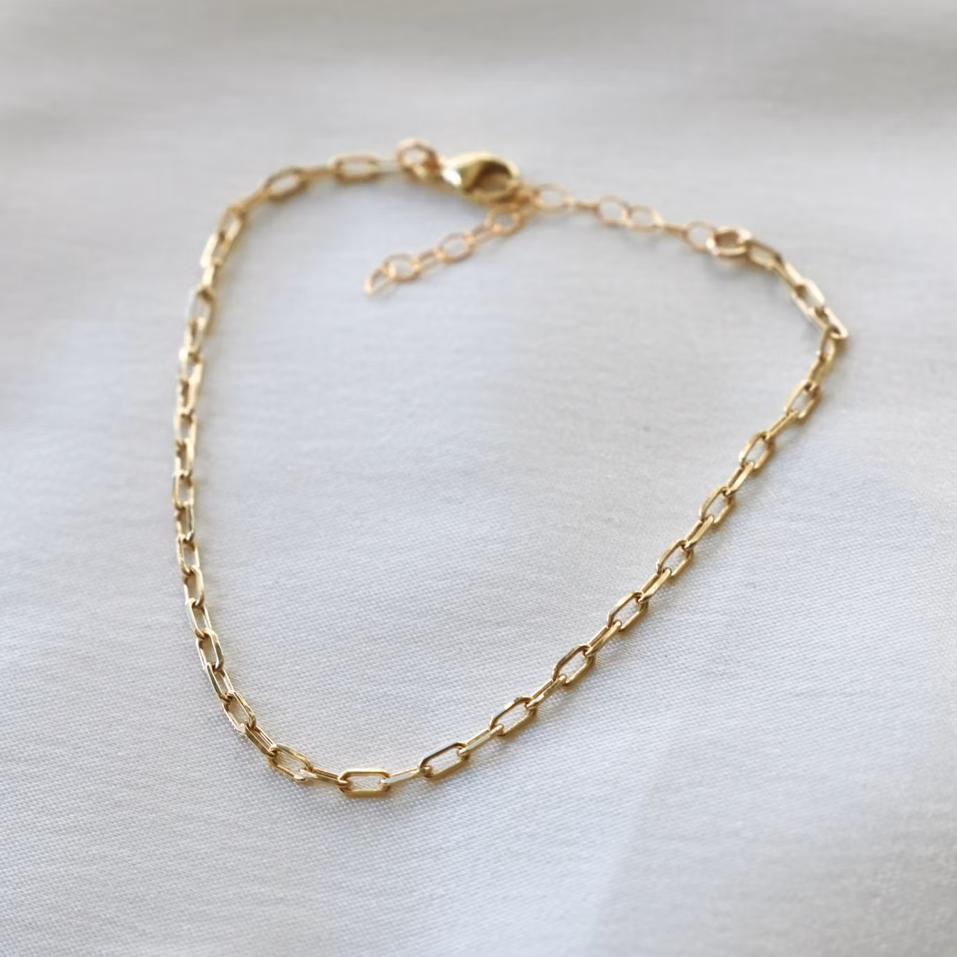 Katie Waltman - Miniature Paperclip Chain Gold Bracelet