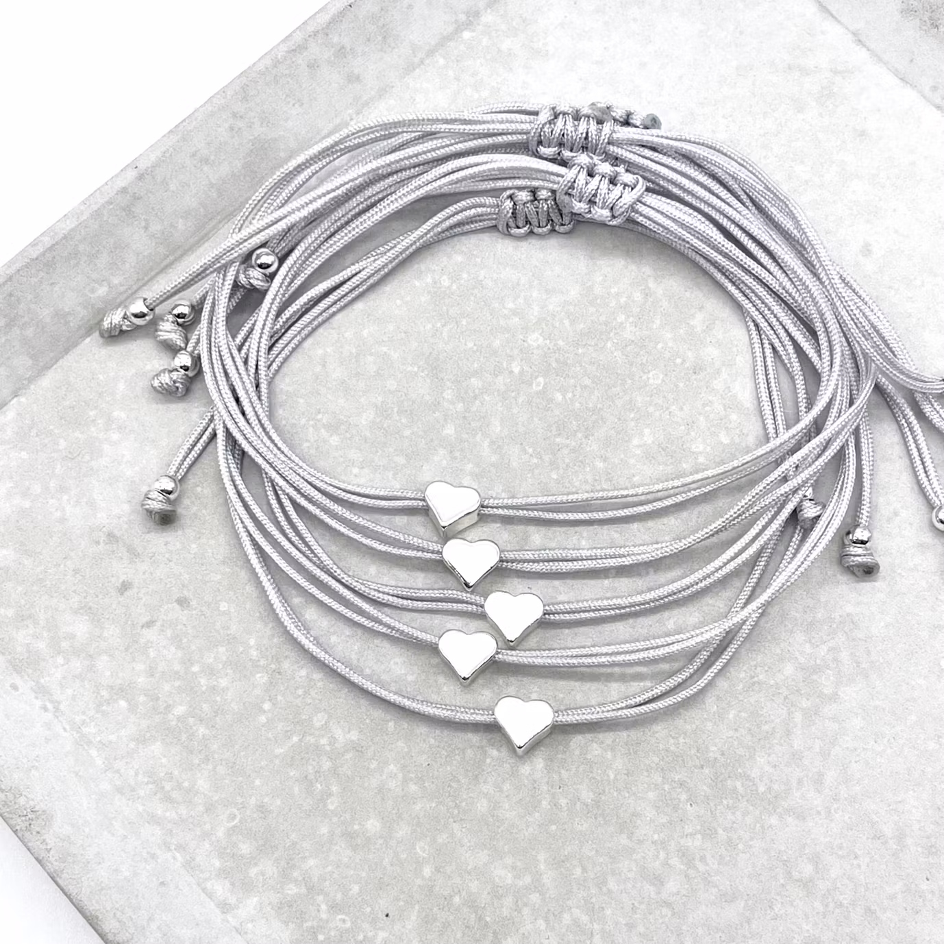 Parsley & Pepper - Friendship Bracelet - Silver Heart Grå