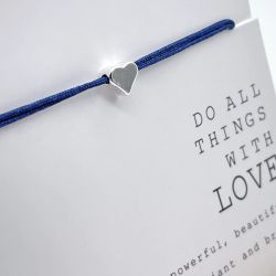 Parsley & Pepper - Friendship Bracelet - Silver Heart-  Blå