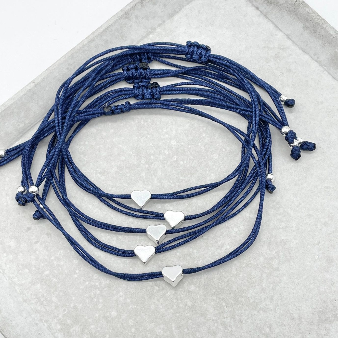 Parsley & Pepper - Friendship Bracelet - Silver Heart-  Blå