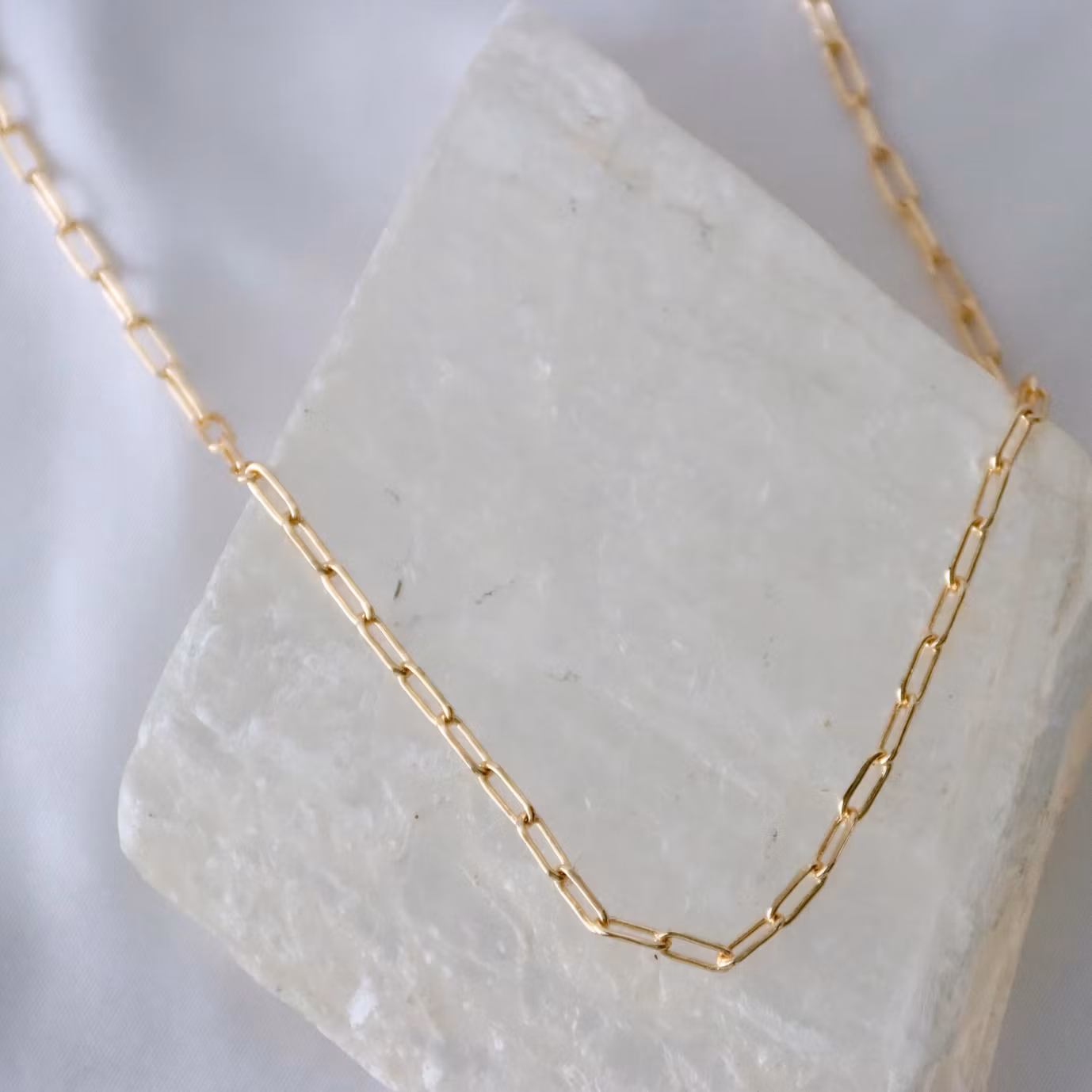 Mesa Blue - Paperclip Gold Necklace