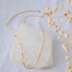 Mesa Blue - Paperclip Gold Necklace