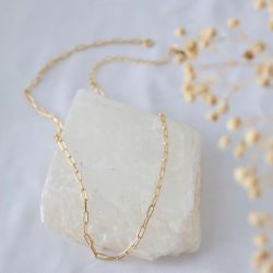 Mesa Blue - Paperclip Gold Necklace