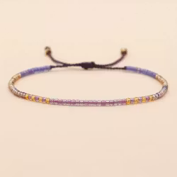 Mini Glass Beads Armbånd - Lilla/gull
