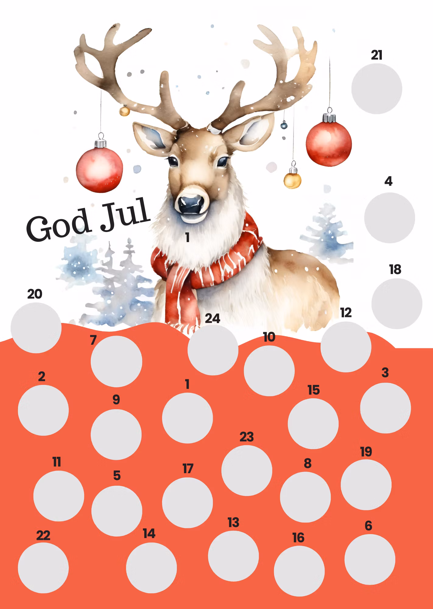 Scratch-off Julekalender - Reinsdyr