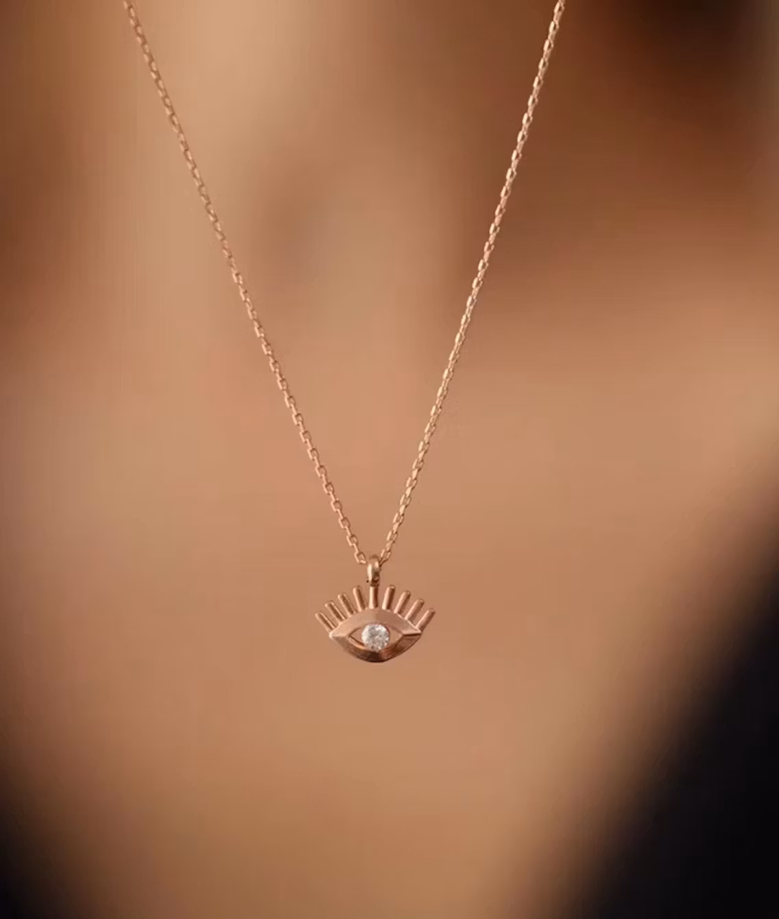 Einzelstück - Evil eye smykke, rosegull