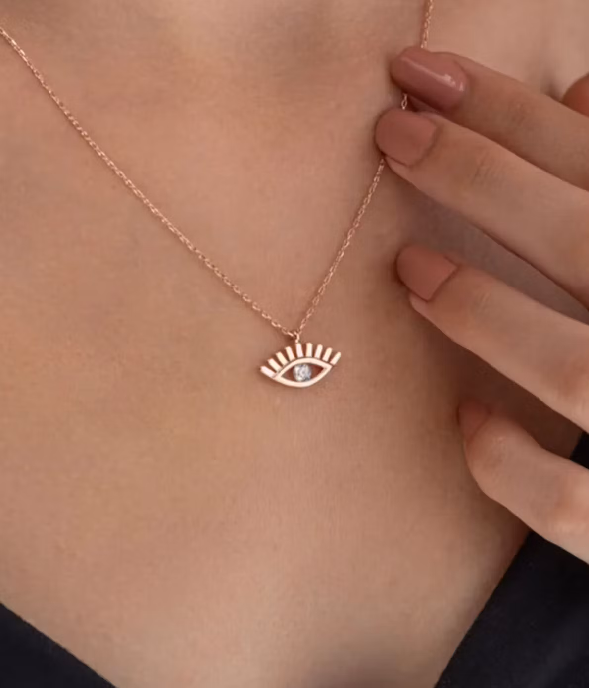 Einzelstück - Evil eye smykke, rosegull