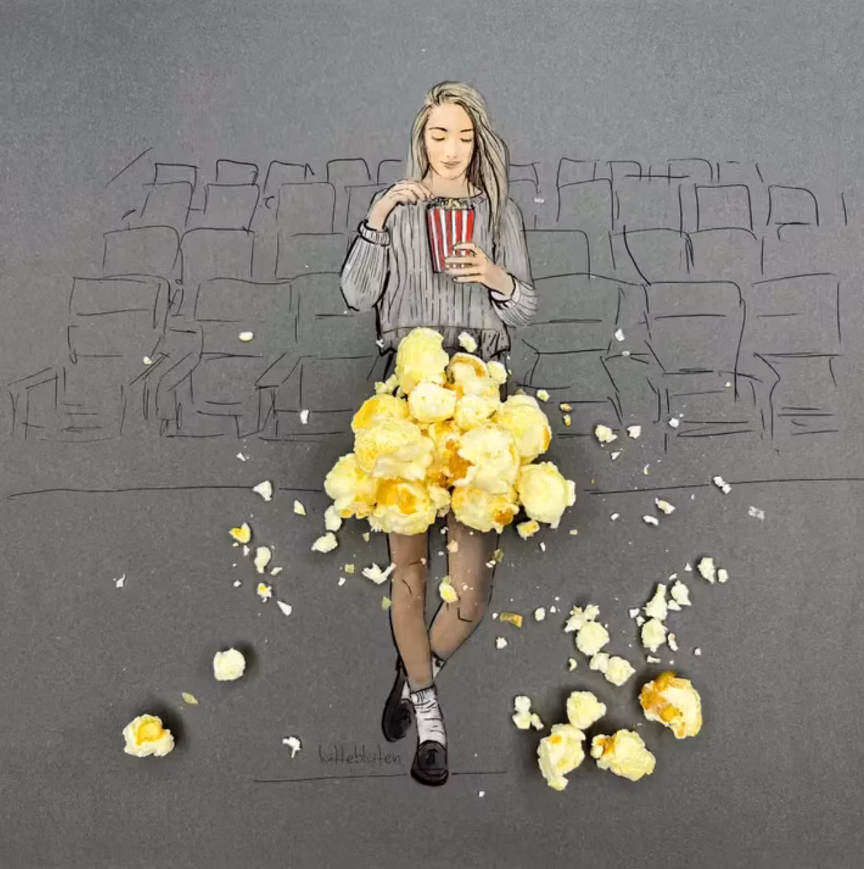 Lütteblüten kort - Popcorn på kino