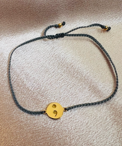 Bali Bliss Armbånd -Gråblå - Gullbelagt  ; semicolon symbol