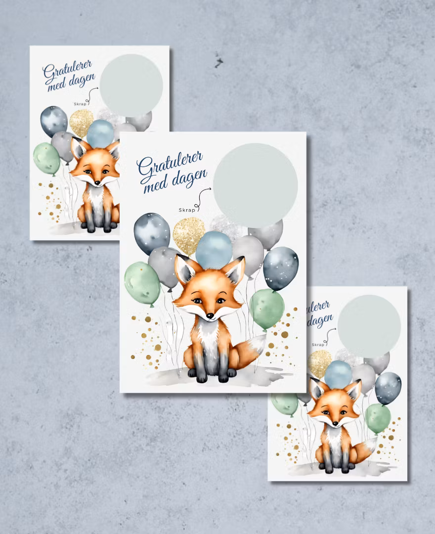 3pk Bursdag Skrapekort - Rev