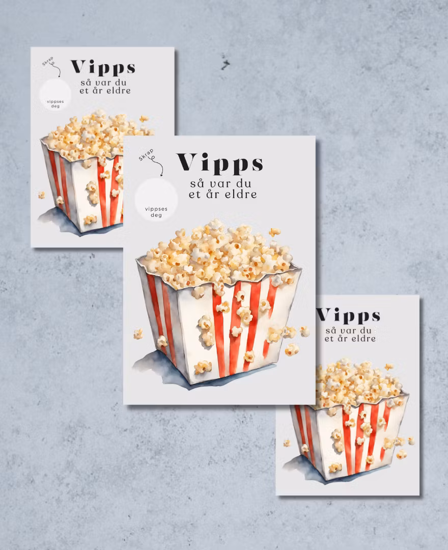 3pk Vipps Skrapekort - Popcorn