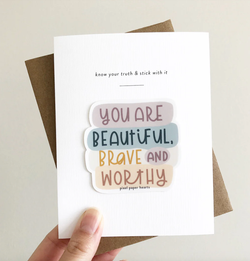 Pixel Paper Heart Sticker Card - You Are