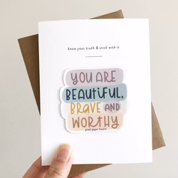 Pixel Paper Heart Sticker Card - You Are