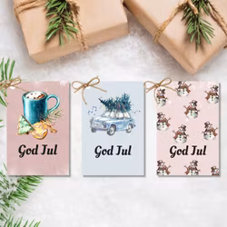 30 stk Til-fra-lapper - 3 ulike design