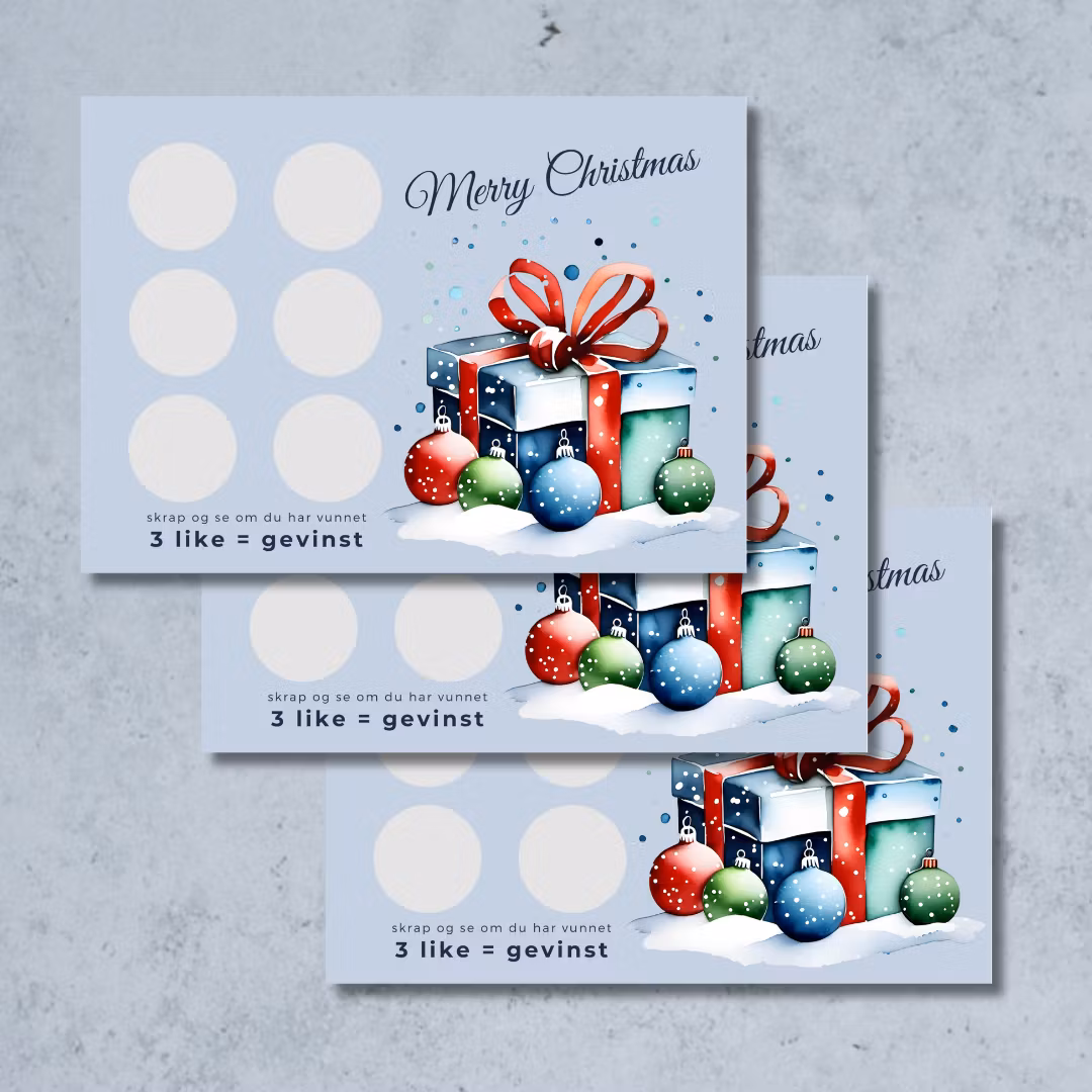 3pk Skrap og vinn - Julekort