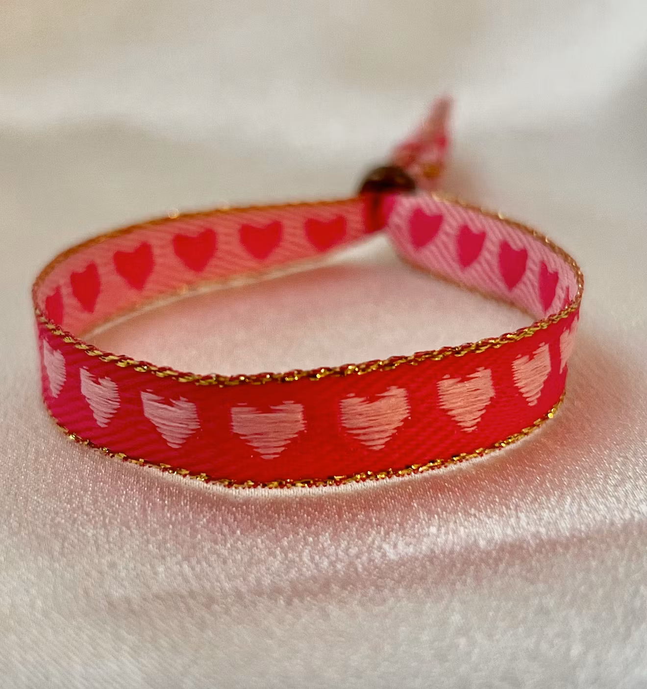 Ribbon Bracelet - Pink Hearts