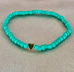 Glass Beads Stretch Bracelet - Turkis