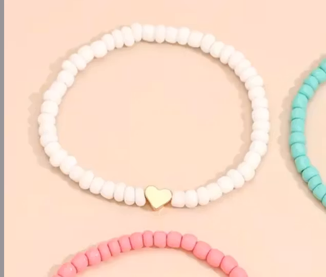 Glass Beads Stretch Bracelet - Hvit