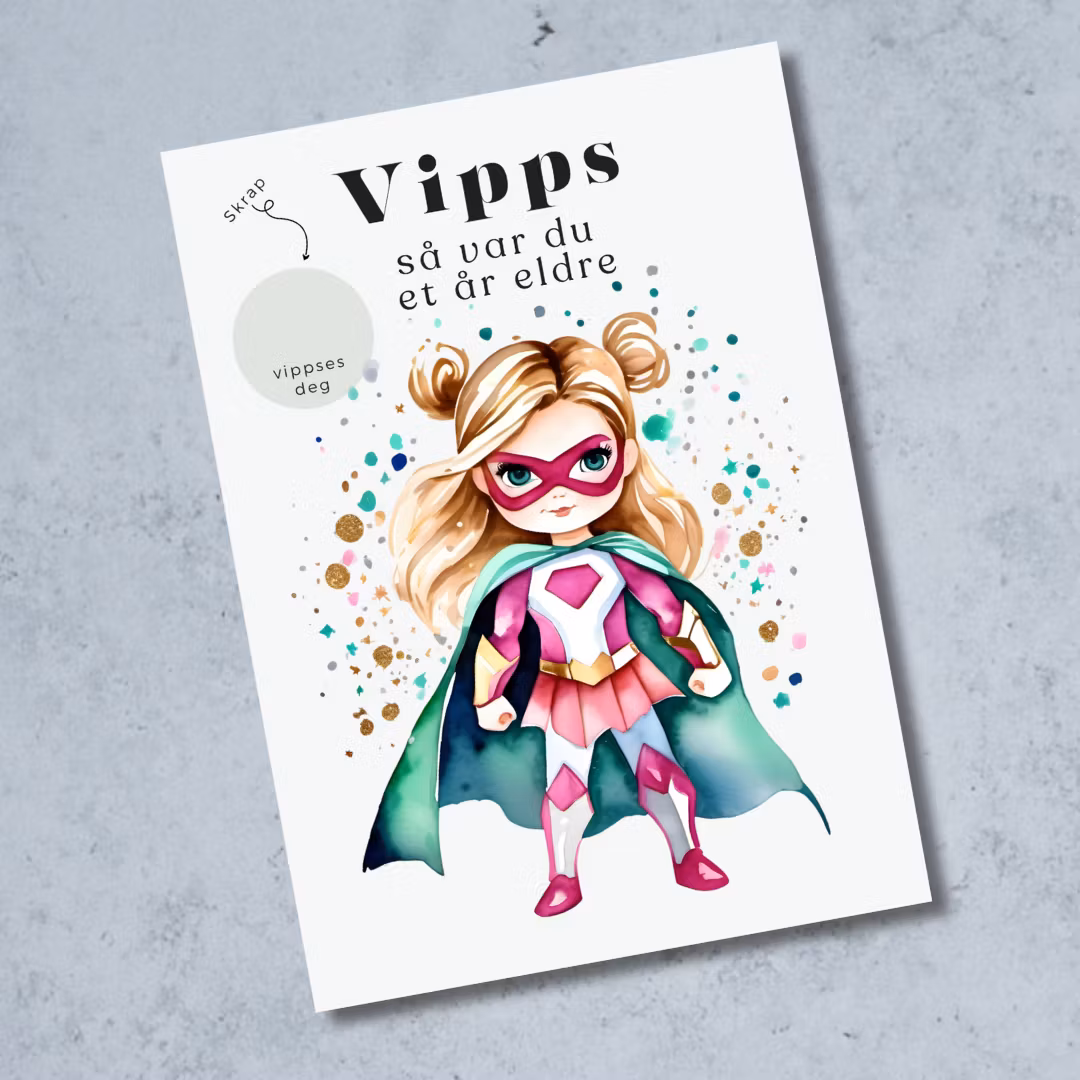 Vipps Bursdagskort - Super Hero Girl