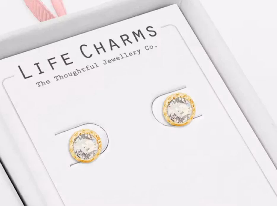 ´Life Charms - Crystal Gullbelagte Øredobber