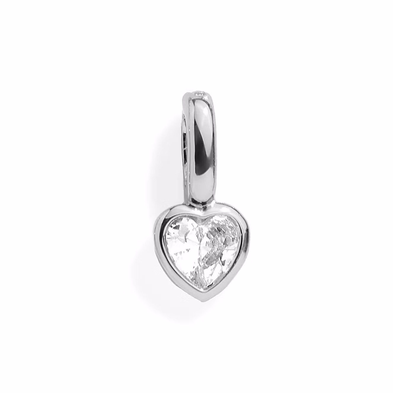 Crystal Heart Silver Charm